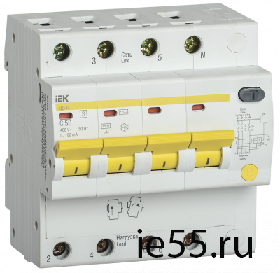 Диф.автомат АД14S 4Р 50А 100мА IEK