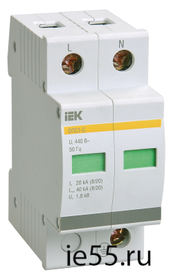 Огр-ль имп. перенапр. ОПС1-C 2P In=20kA Un=400B Im=40kA ИЭК